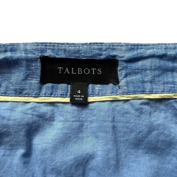 Talbots Women's Floral A-Line Linen Blend Knee Length Skirt Blue Size 4 Casual - Picture 6 of 10